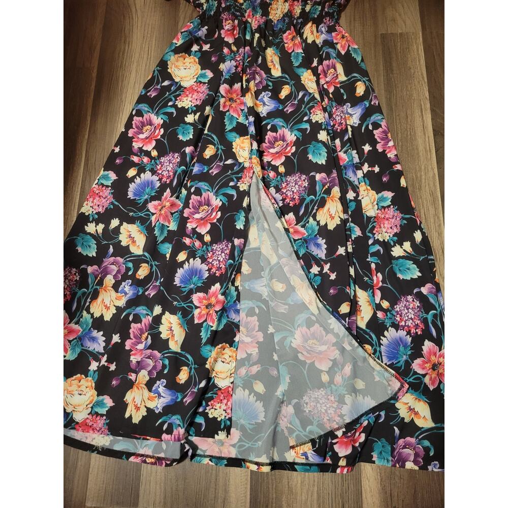 Colorful Floral Maxi Dress sz XL boho flowy whimsical - Picture 4 of 9